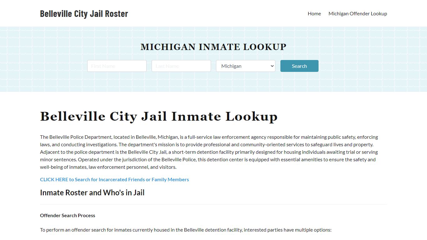 Belleville Police Department & City Jail, MI Inmate Roster, Arrests ...